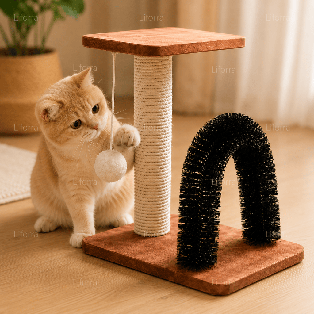2 in 1 Cat Scratch Post with Brush Arch
