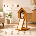 Cat Hut with Scratch Ramp | Elevated Cat House & Scratcher by Liforra