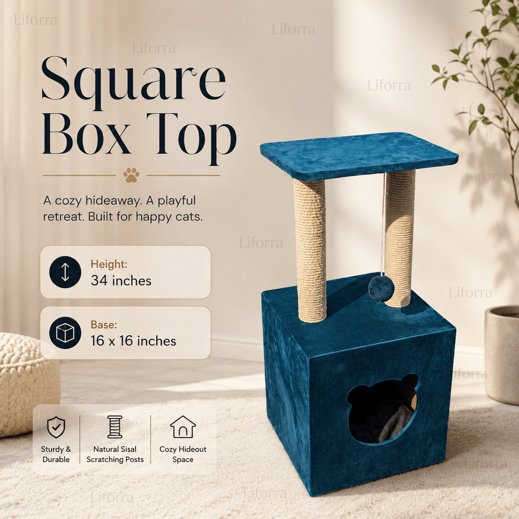 Square Box Top Cat House & Scratcher